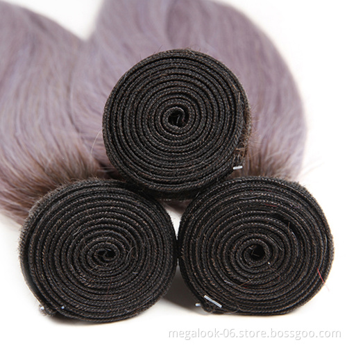 Hot Selling Full Cuticle One Donor 100 Virgin Brazilian Hair wholesale Ombre Grey Hair Extensions